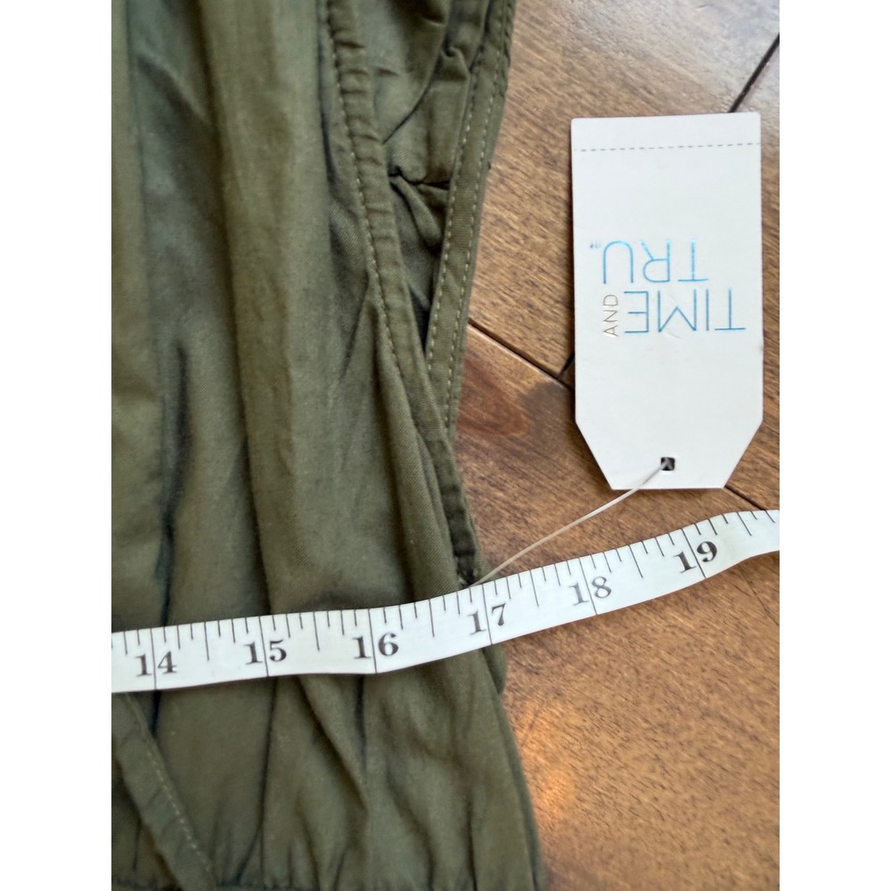 Time and Tru Womens Olive Green Smocked Waist Midi Dress L 12-14 NWT - Picture 5 of 8